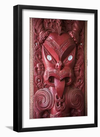 Wooden Carving at a Maori Meeting House, Waitangi Treaty Grounds, Bay of Islands-Matthew Williams-Ellis-Framed Photographic Print