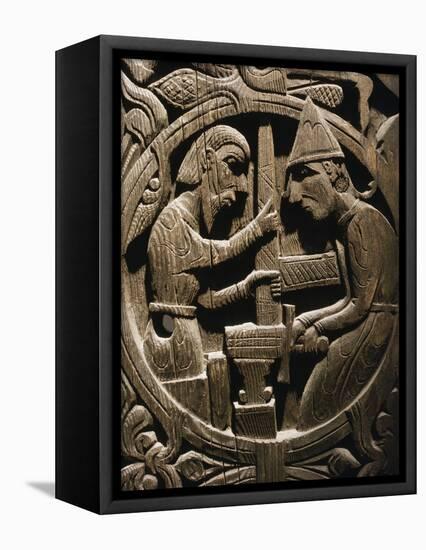 Wooden carving from Hylestad stave church, Norway, 12th century-Werner Forman-Framed Premier Image Canvas