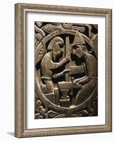 Wooden carving from Hylestad stave church, Norway, 12th century-Werner Forman-Framed Photographic Print