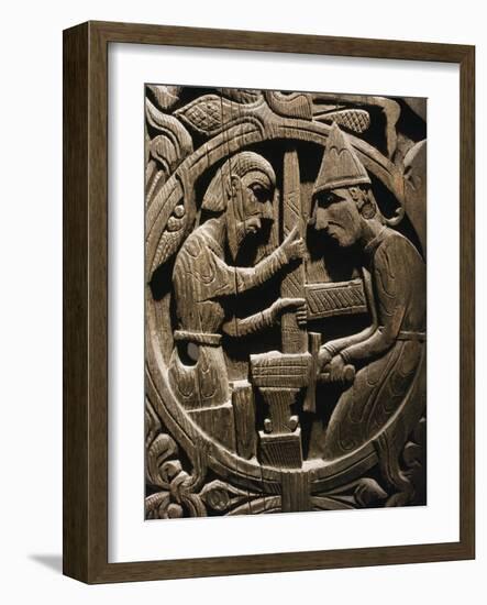 Wooden carving from Hylestad stave church, Norway, 12th century-Werner Forman-Framed Photographic Print