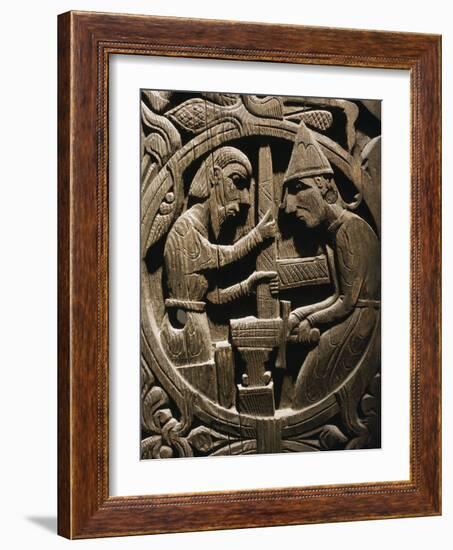 Wooden carving from Hylestad stave church, Norway, 12th century-Werner Forman-Framed Photographic Print