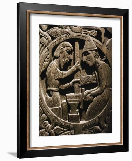 Wooden carving from Hylestad stave church, Norway, 12th century-Werner Forman-Framed Photographic Print