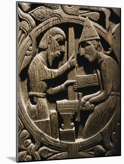 Wooden carving from Hylestad stave church, Norway, 12th century-Werner Forman-Mounted Photographic Print