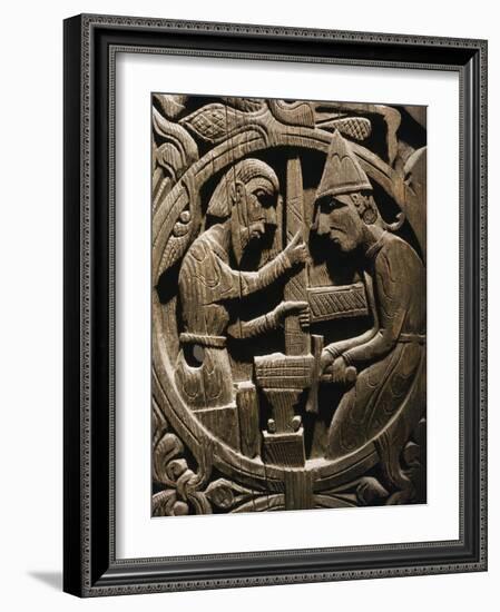 Wooden carving from Hylestad stave church, Norway, 12th century-Werner Forman-Framed Photographic Print