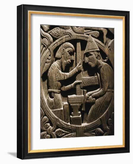 Wooden carving from Hylestad stave church, Norway, 12th century-Werner Forman-Framed Photographic Print