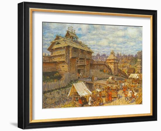 Wooden City of Moscow in the 14th Century-Appolinari Mikhaylovich Vasnetsov-Framed Giclee Print