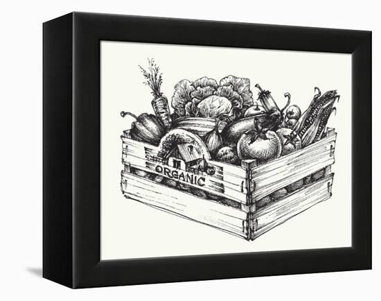 Wooden Crate Full of Organic Food Isolated, Farm Organic Vegetables, Organic Word Written in the Wo-Danussa-Framed Stretched Canvas