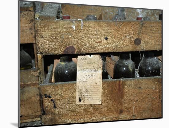 Wooden Crate of Bottles, Banyuls Wine, Cellier Des Dominicains in Collioure-Per Karlsson-Mounted Photographic Print