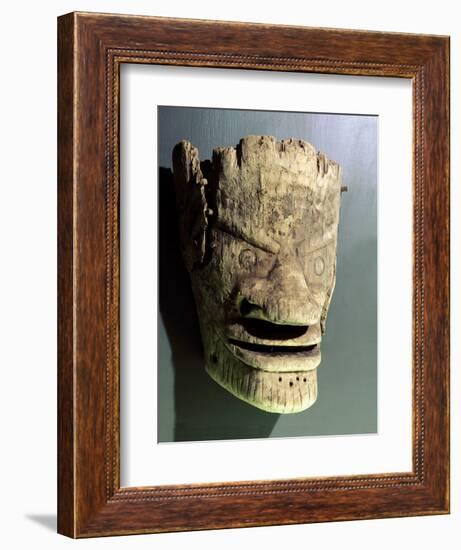 Wooden death mask, Eskimo or Aleut, Aleutian Islands-Werner Forman-Framed Photographic Print