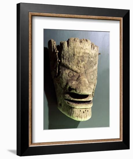 Wooden death mask, Eskimo or Aleut, Aleutian Islands-Werner Forman-Framed Photographic Print