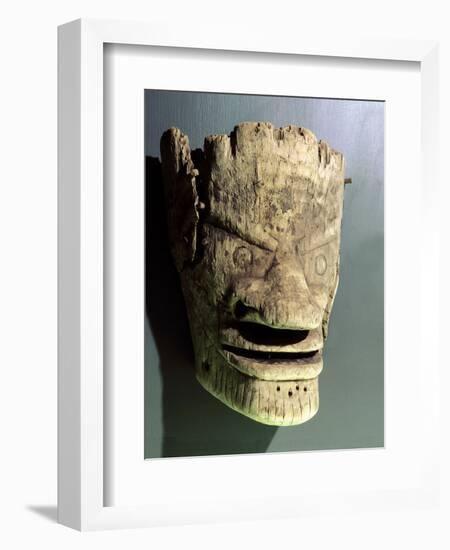 Wooden death mask, Eskimo or Aleut, Aleutian Islands-Werner Forman-Framed Photographic Print