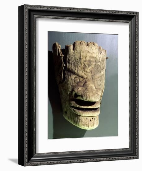 Wooden death mask, Eskimo or Aleut, Aleutian Islands-Werner Forman-Framed Photographic Print