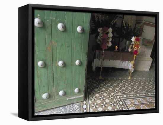 Wooden Doors and Colonial Architecture Lead to the Tiled Foyer, Church at Mitla, Oaxaca, Mexico-Judith Haden-Framed Premier Image Canvas