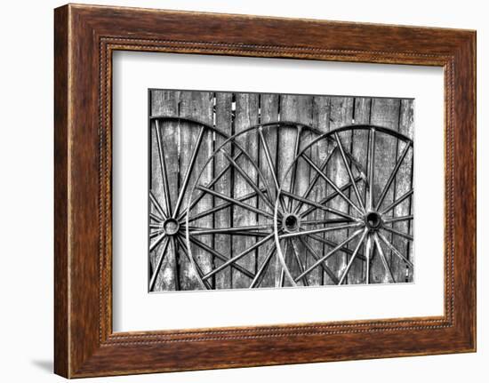 Wooden fence and old wagon wheels, Charleston, South Carolina-Darrell Gulin-Framed Photographic Print