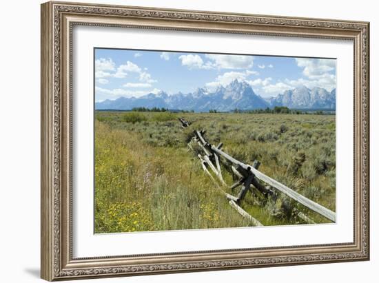 Wooden Fence at the Old Cunningham Cottage in Front of the Teton Range, Grand Teton National Park-Natalie Tepper-Framed Photographic Print