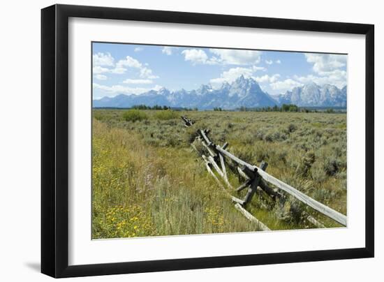 Wooden Fence at the Old Cunningham Cottage in Front of the Teton Range, Grand Teton National Park-Natalie Tepper-Framed Photographic Print