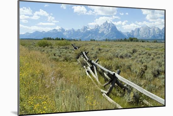 Wooden Fence at the Old Cunningham Cottage in Front of the Teton Range, Grand Teton National Park-Natalie Tepper-Mounted Photographic Print