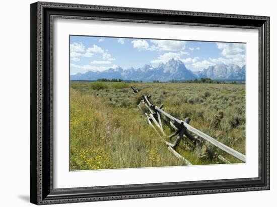 Wooden Fence at the Old Cunningham Cottage in Front of the Teton Range, Grand Teton National Park-Natalie Tepper-Framed Photographic Print