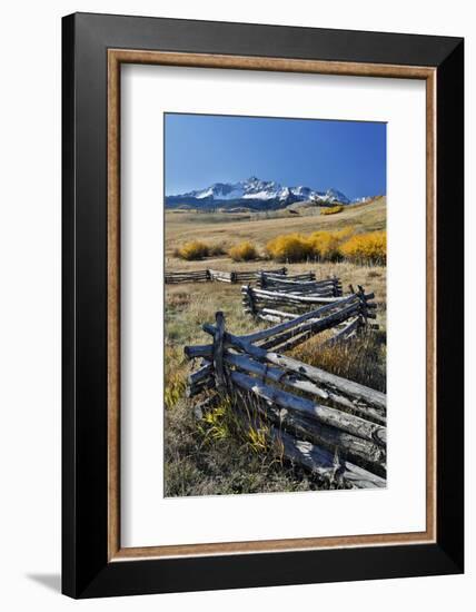 Wooden fence, Wilson Mesa near Telluride during Autumn, San Juan Mountains, Colorado.-Darrell Gulin-Framed Photographic Print