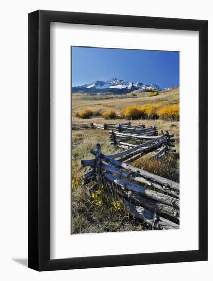 Wooden fence, Wilson Mesa near Telluride during Autumn, San Juan Mountains, Colorado.-Darrell Gulin-Framed Photographic Print