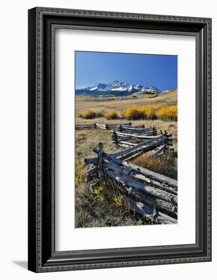 Wooden fence, Wilson Mesa near Telluride during Autumn, San Juan Mountains, Colorado.-Darrell Gulin-Framed Photographic Print