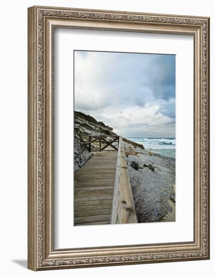 Wooden Footbridge at the Coast-Norbert Schaefer-Framed Photographic Print