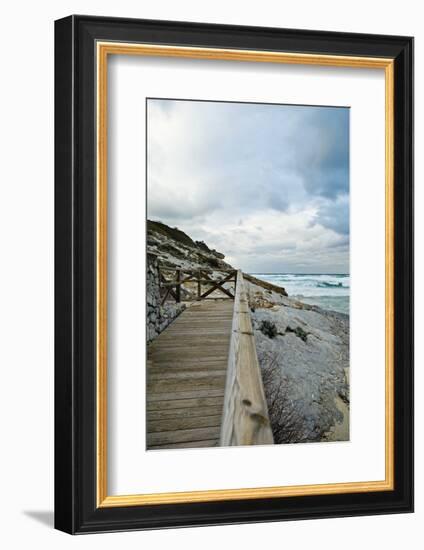 Wooden Footbridge at the Coast-Norbert Schaefer-Framed Photographic Print