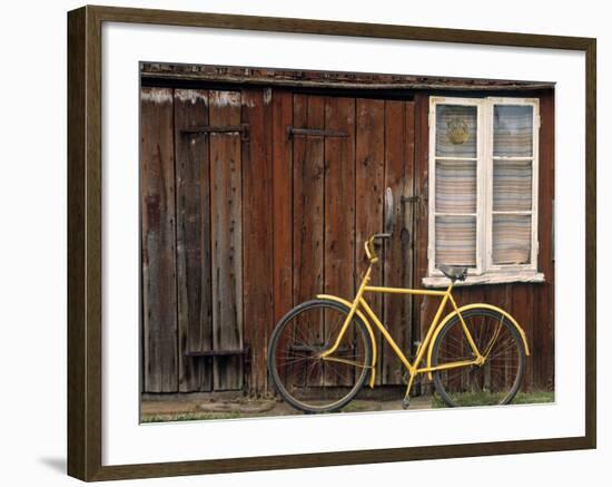 Wooden House and Bike, Sandhamn Island, Sweden-Walter Bibikow-Framed Photographic Print