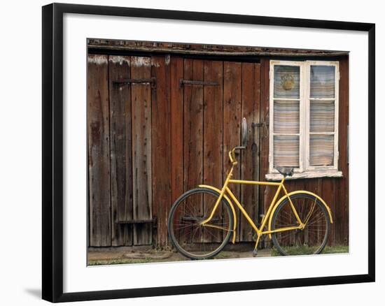 Wooden House and Bike, Sandhamn Island, Sweden-Walter Bibikow-Framed Photographic Print