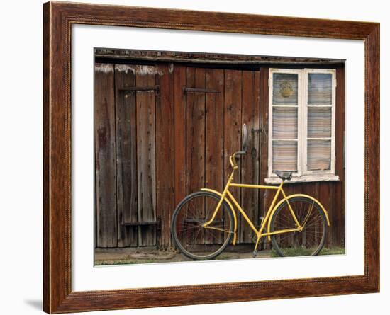 Wooden House and Bike, Sandhamn Island, Sweden-Walter Bibikow-Framed Photographic Print