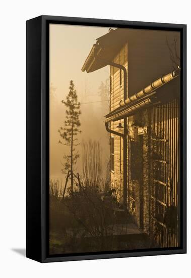 Wooden House, Detail, Facade, Morning Light-Alexander Georgiadis-Framed Premier Image Canvas