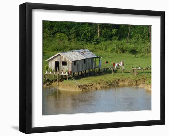 Wooden House with Plants and a Garden in the Breves Narrows in the Amazon Area of Brazil-Ken Gillham-Framed Photographic Print