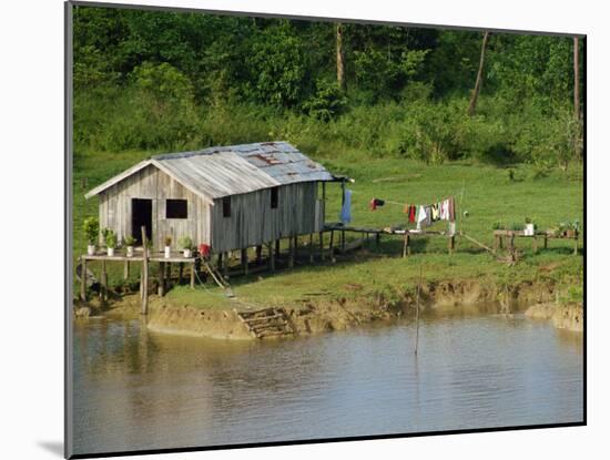 Wooden House with Plants and a Garden in the Breves Narrows in the Amazon Area of Brazil-Ken Gillham-Mounted Photographic Print