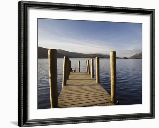 Wooden Jetty at Barrow Bay Landing on Derwent Water Looking North West in Autumn-Pearl Bucknall-Framed Photographic Print