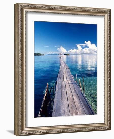 Wooden Jetty Extending off Kadidiri Island, Togian Islands, Sulawesi-Jay Sturdevant-Framed Photographic Print