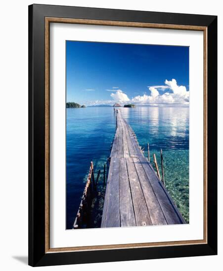 Wooden Jetty Extending off Kadidiri Island, Togian Islands, Sulawesi-Jay Sturdevant-Framed Photographic Print