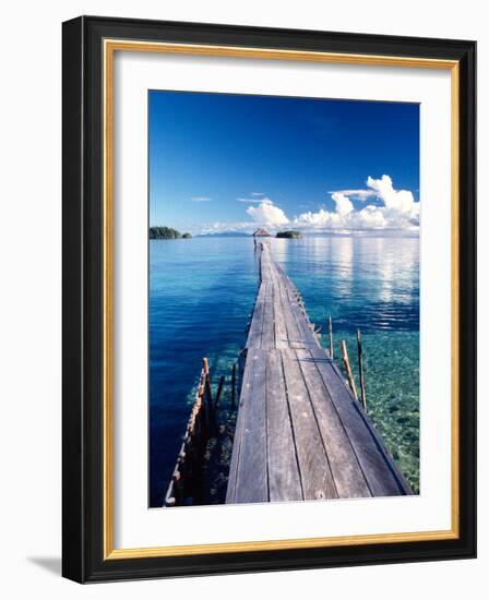 Wooden Jetty Extending off Kadidiri Island, Togian Islands, Sulawesi-Jay Sturdevant-Framed Photographic Print