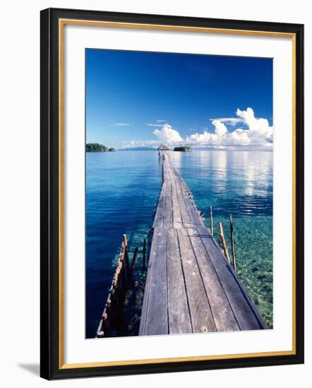 Wooden Jetty Extending off Kadidiri Island, Togian Islands, Sulawesi-Jay Sturdevant-Framed Photographic Print