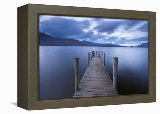 Wooden Jetty on Derwent Water in the Lake District, Cumbria, England. Autumn-Adam Burton-Framed Premier Image Canvas