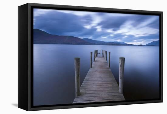 Wooden Jetty on Derwent Water in the Lake District, Cumbria, England. Autumn-Adam Burton-Framed Premier Image Canvas