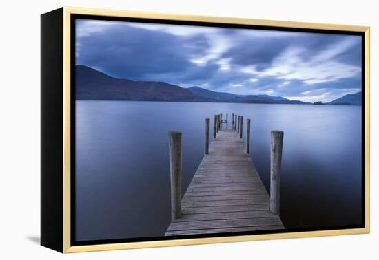 Wooden Jetty on Derwent Water in the Lake District, Cumbria, England. Autumn-Adam Burton-Framed Premier Image Canvas