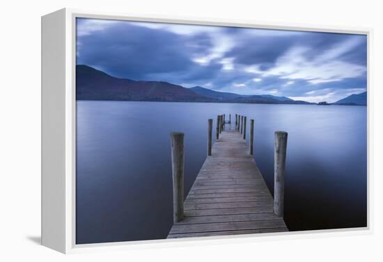 Wooden Jetty on Derwent Water in the Lake District, Cumbria, England. Autumn-Adam Burton-Framed Premier Image Canvas