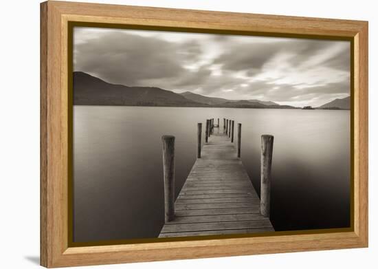 Wooden Jetty on Derwent Water in the Lake District, Cumbria, England. Autumn-Adam Burton-Framed Premier Image Canvas