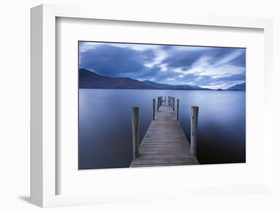 Wooden Jetty on Derwent Water in the Lake District, Cumbria, England. Autumn-Adam Burton-Framed Photographic Print