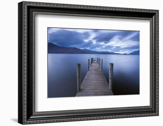 Wooden Jetty on Derwent Water in the Lake District, Cumbria, England. Autumn-Adam Burton-Framed Photographic Print