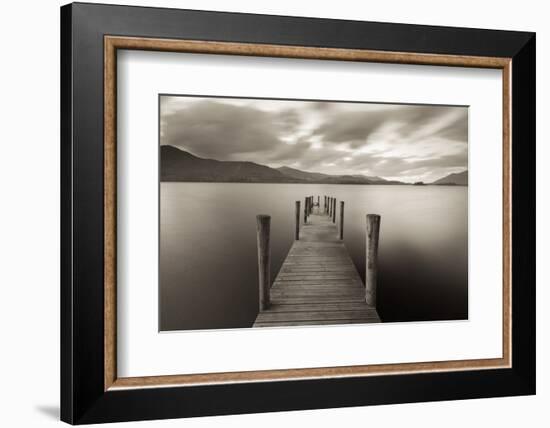 Wooden Jetty on Derwent Water in the Lake District, Cumbria, England. Autumn-Adam Burton-Framed Photographic Print