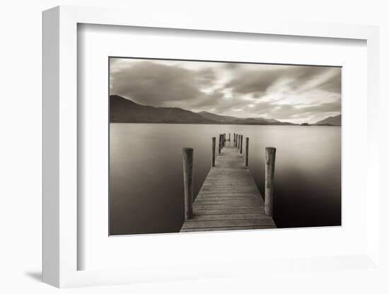 Wooden Jetty on Derwent Water in the Lake District, Cumbria, England. Autumn-Adam Burton-Framed Photographic Print