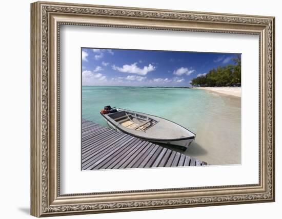 Wooden Jetty with a Boat Tied to It-Lee Frost-Framed Photographic Print