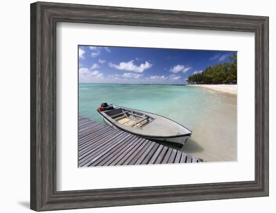 Wooden Jetty with a Boat Tied to It-Lee Frost-Framed Photographic Print