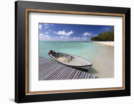 Wooden Jetty with a Boat Tied to It-Lee Frost-Framed Photographic Print